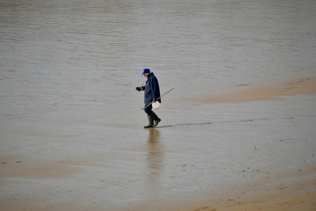 Pecheur a pied dans la petite mer de gavres