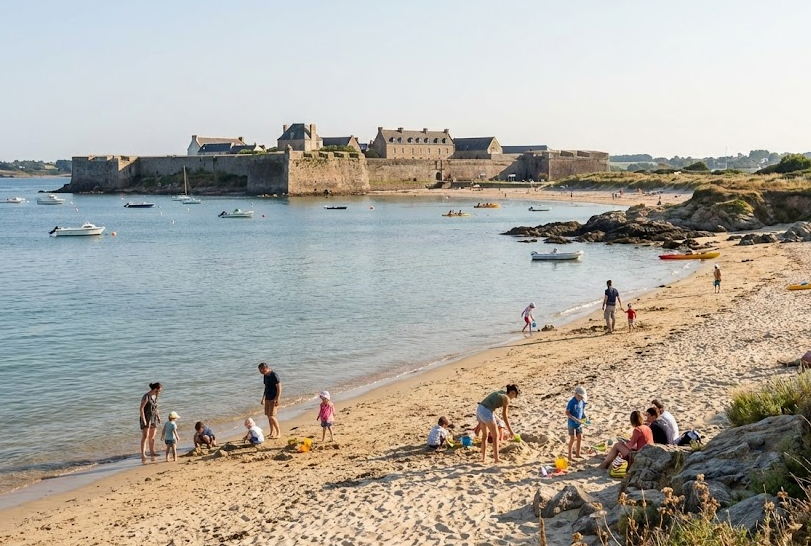 Porh Puns La plage familiale face à la Citadelle