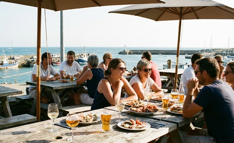Terrasse restaurant Gavres vue sur mer