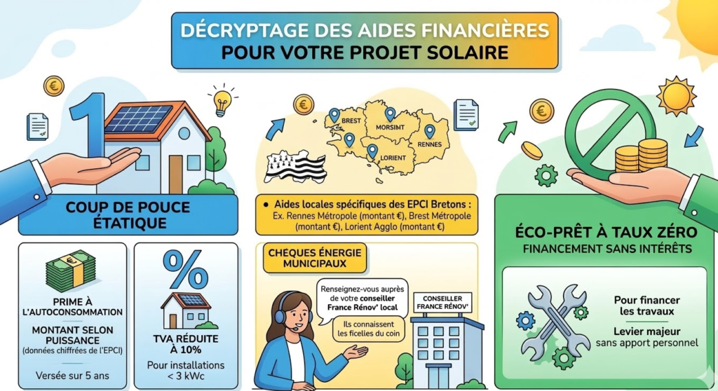 Aides financieres pour panneaux solaires infographie
