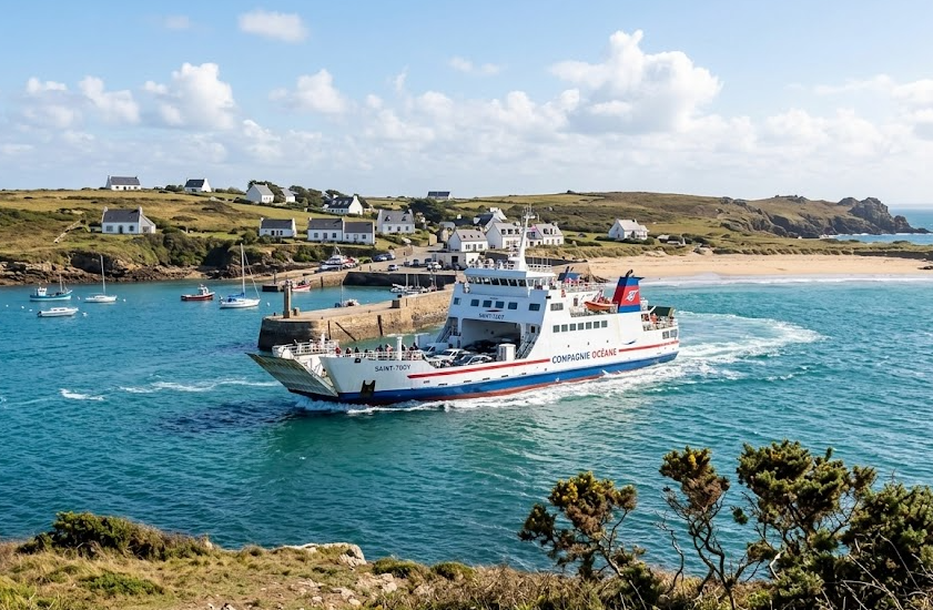 Arrivee du ferry dans le port de l ile d houat